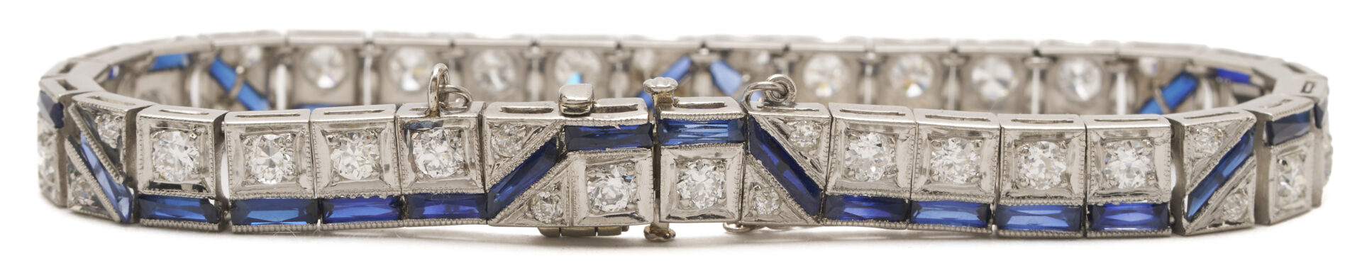 Lot 323: Platinum, Diamond, & Sapphire Art Deco Bracelet