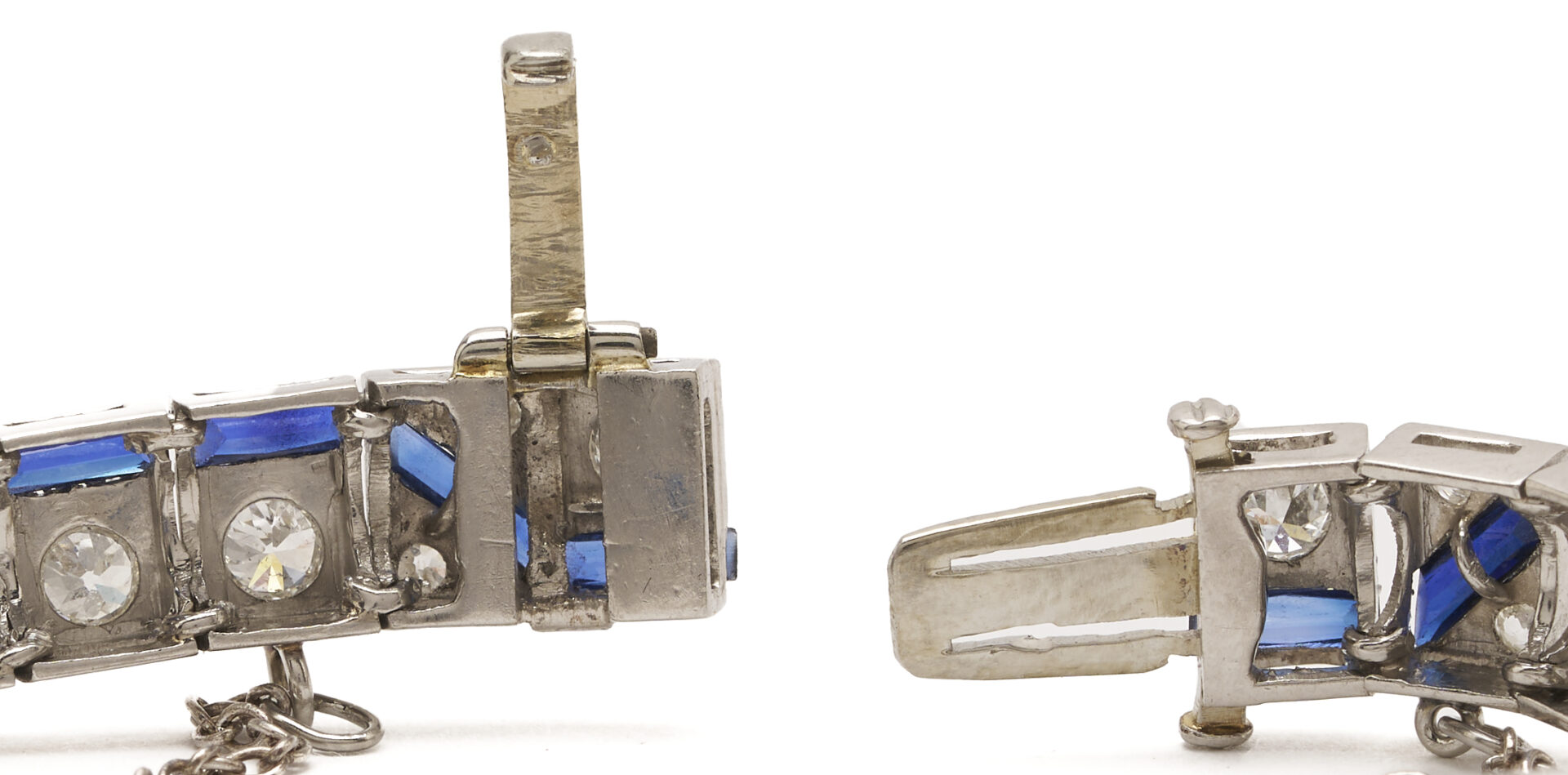 Lot 323: Platinum, Diamond, & Sapphire Art Deco Bracelet