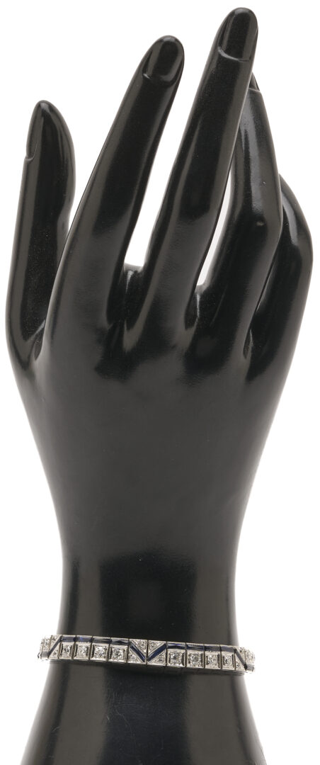 Lot 323: Platinum, Diamond, & Sapphire Art Deco Bracelet