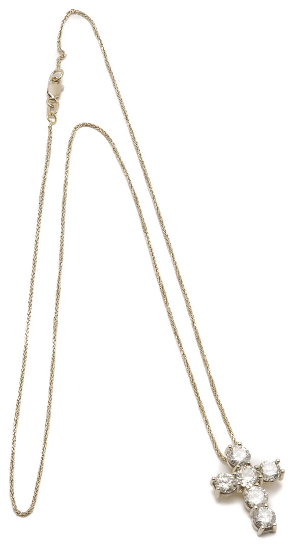 Lot 324: 14K Gold Wheat Chain & Diamond Cross