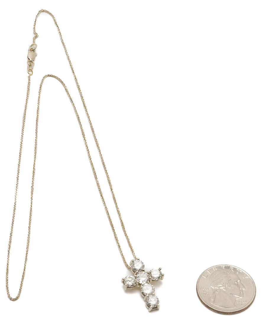 Lot 324: 14K Gold Wheat Chain & Diamond Cross