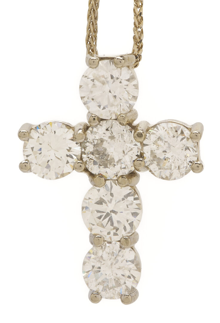 Lot 324: 14K Gold Wheat Chain & Diamond Cross