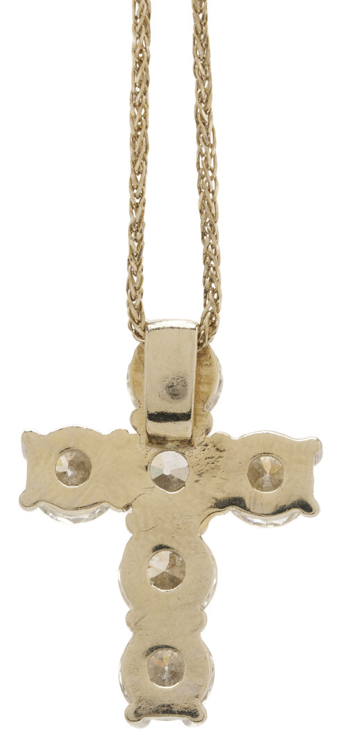 Lot 324: 14K Gold Wheat Chain & Diamond Cross