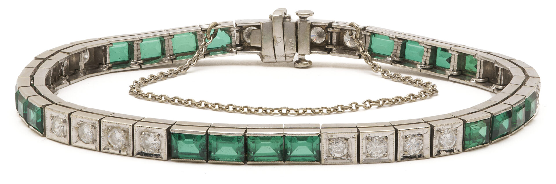 Lot 325: 14K Gold, Diamond, & Glass Bracelet