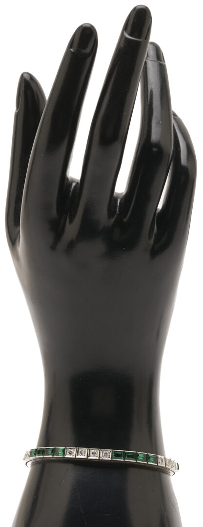 Lot 325: 14K Gold, Diamond, & Glass Bracelet