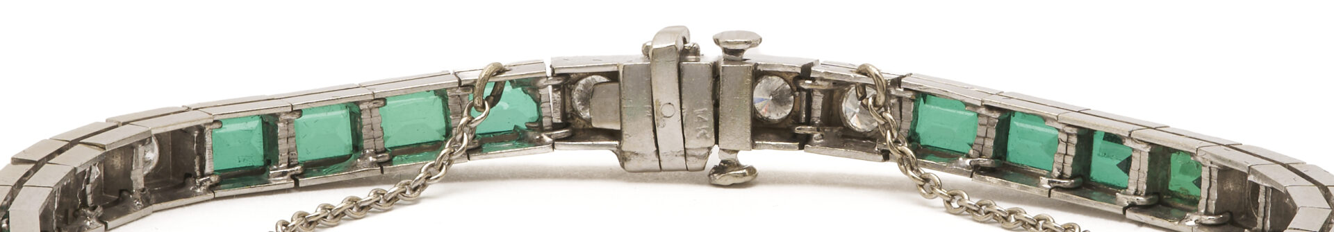 Lot 325: 14K Gold, Diamond, & Glass Bracelet