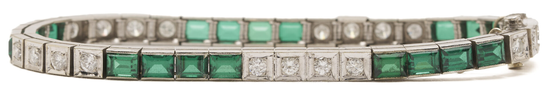 Lot 325: 14K Gold, Diamond, & Glass Bracelet