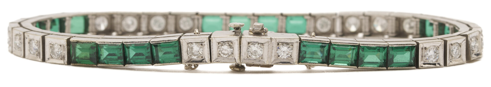 Lot 325: 14K Gold, Diamond, & Glass Bracelet