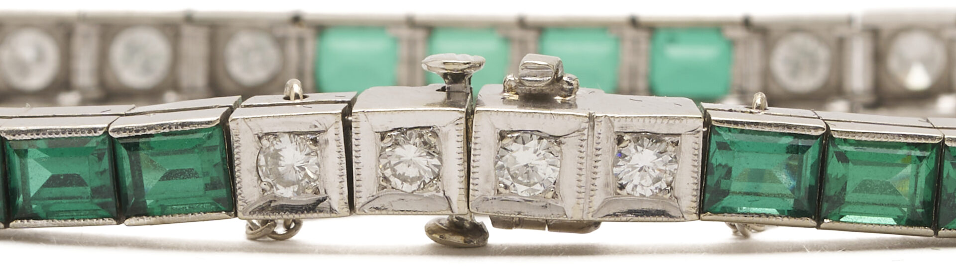 Lot 325: 14K Gold, Diamond, & Glass Bracelet