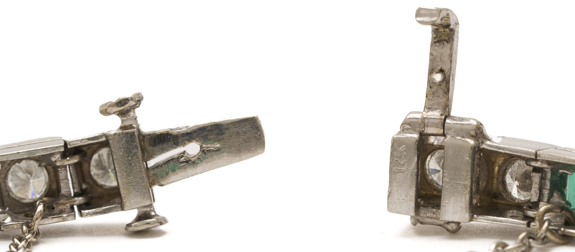 Lot 325: 14K Gold, Diamond, & Glass Bracelet