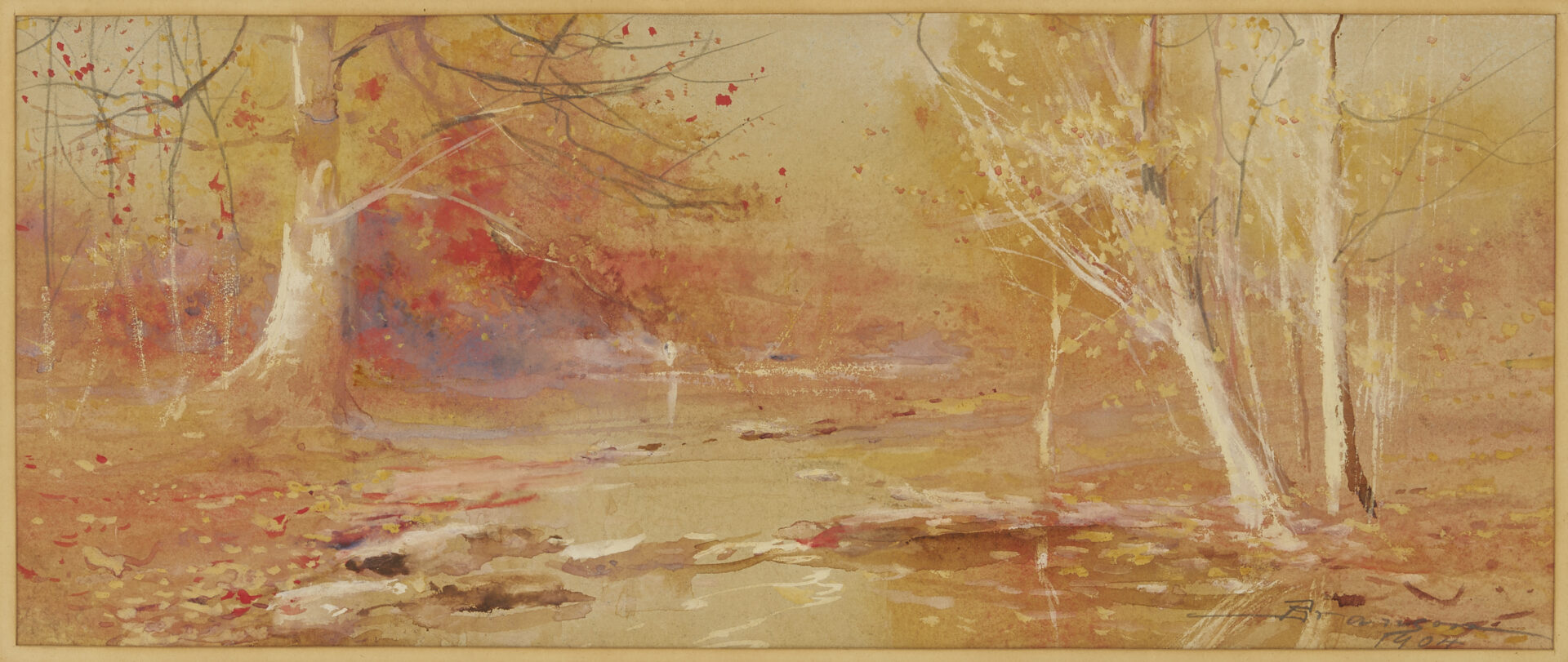 Lot 331: Lloyd Branson East Tennessee Fall Landscape W/C Painting Plus Book