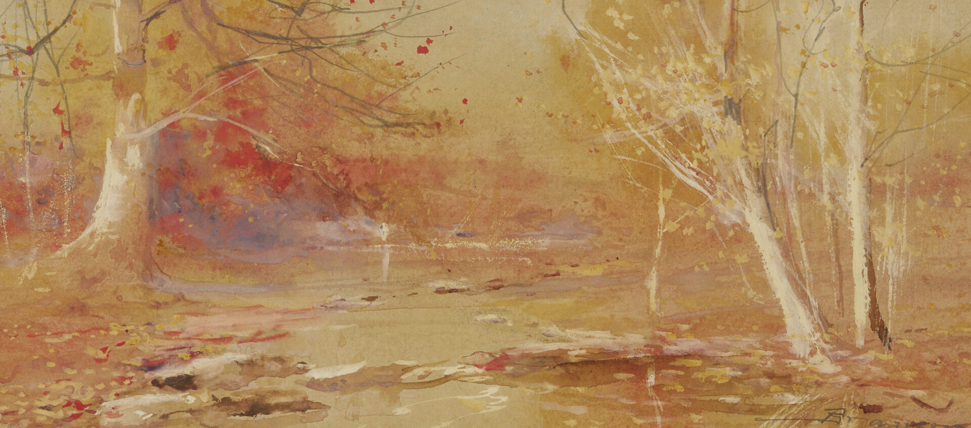 Lot 331: Lloyd Branson East Tennessee Fall Landscape W/C Painting Plus Book