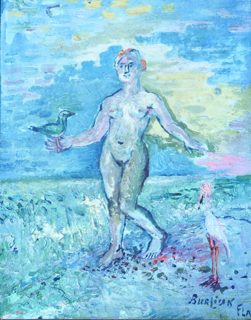 Lot 335: 2 David Burliuk Oil Paintings, Nudes by the Sea Incl. Florida