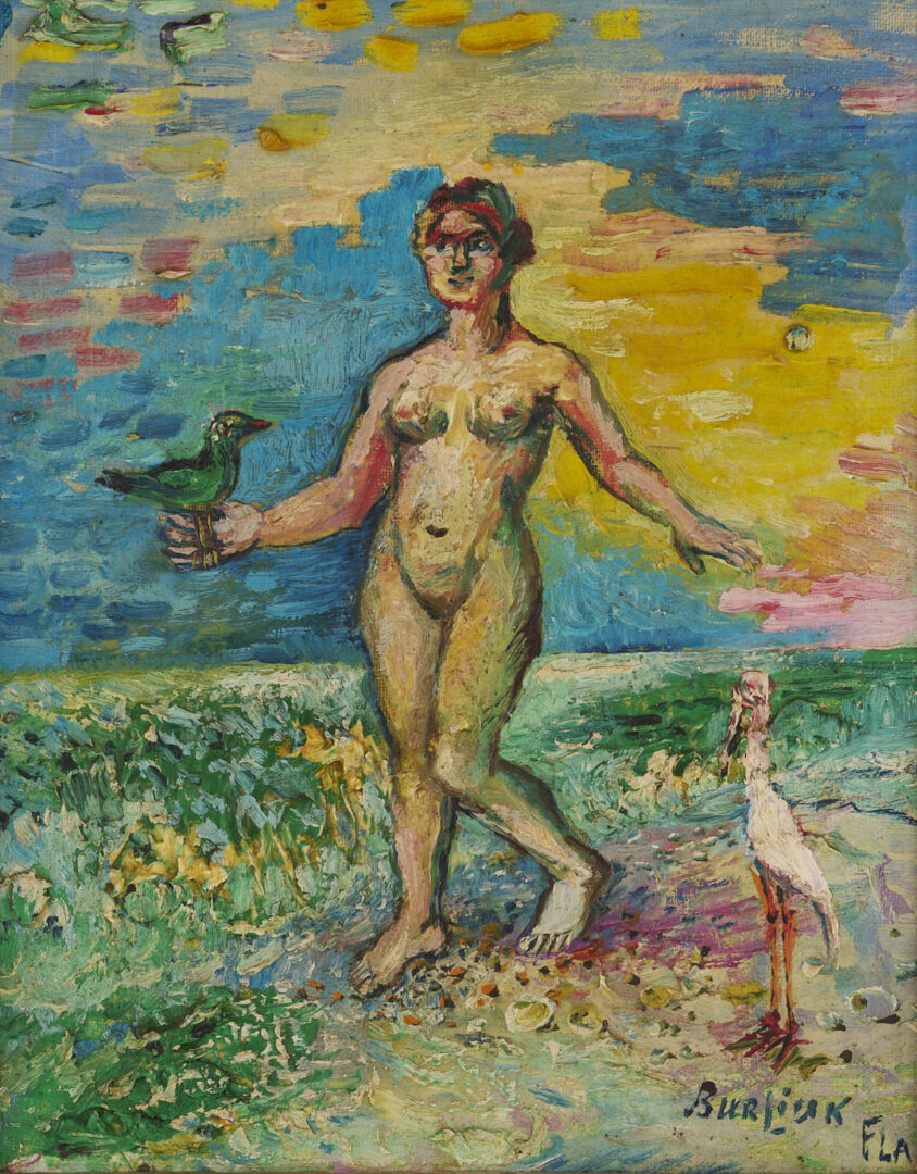 Lot 335: 2 David Burliuk Oil Paintings, Nudes by the Sea Incl. Florida