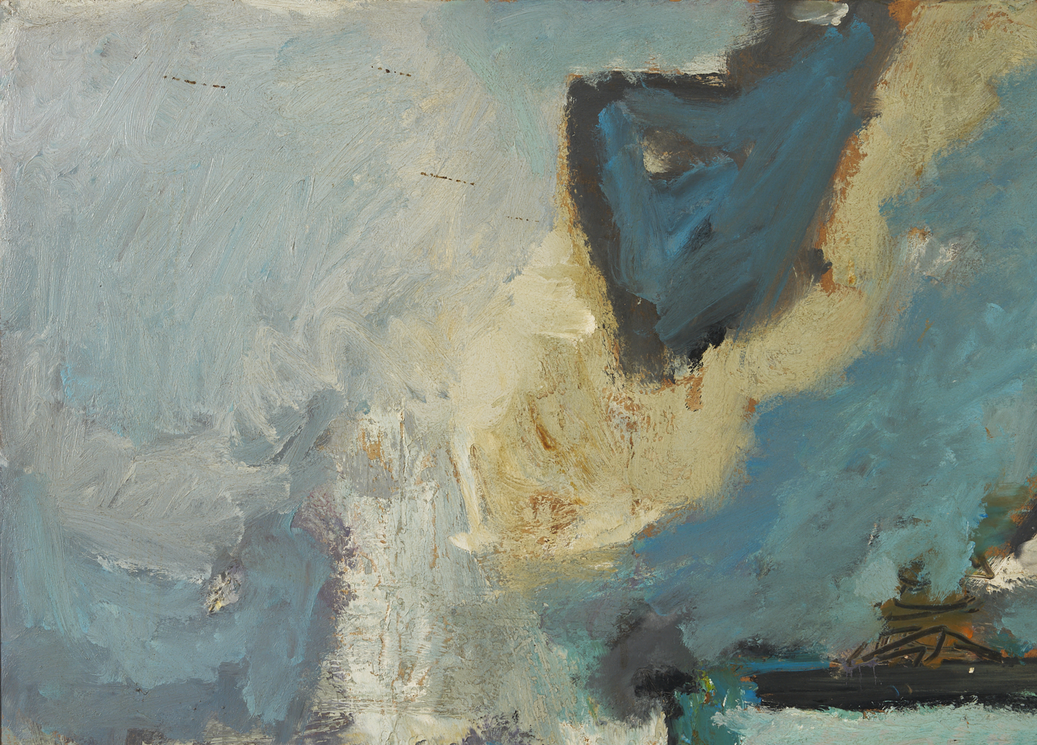 Lot 338: Large Sterling Strauser Expressionist Painting w/ Sailboat