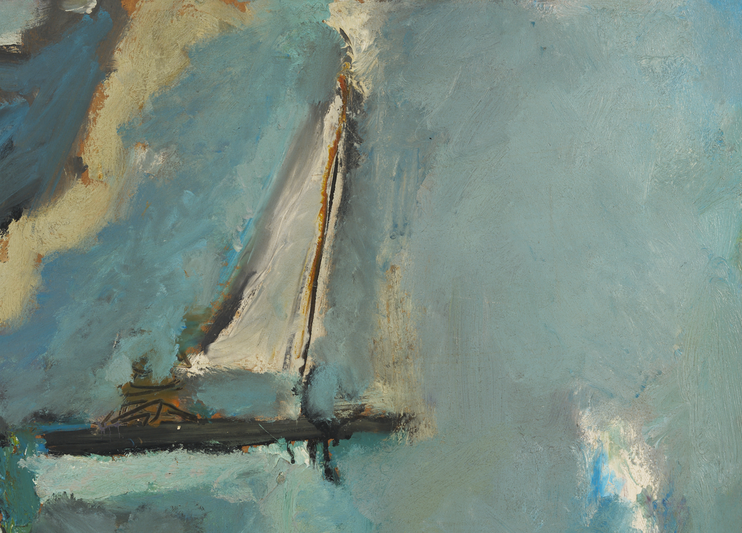 Lot 338: Large Sterling Strauser Expressionist Painting w/ Sailboat