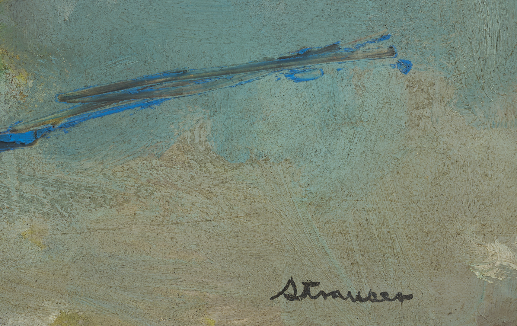 Lot 338: Large Sterling Strauser Expressionist Painting w/ Sailboat