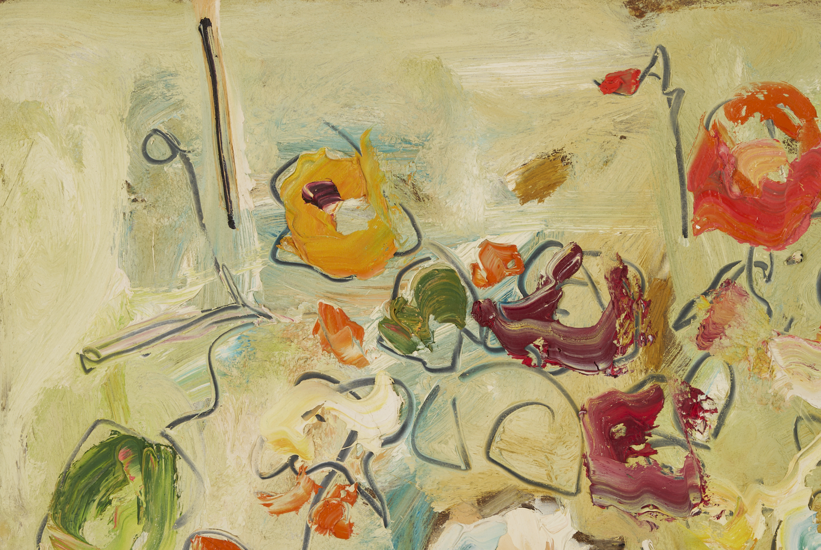 Lot 339: Sterling Strauser O/B Flowers in Figural Vase