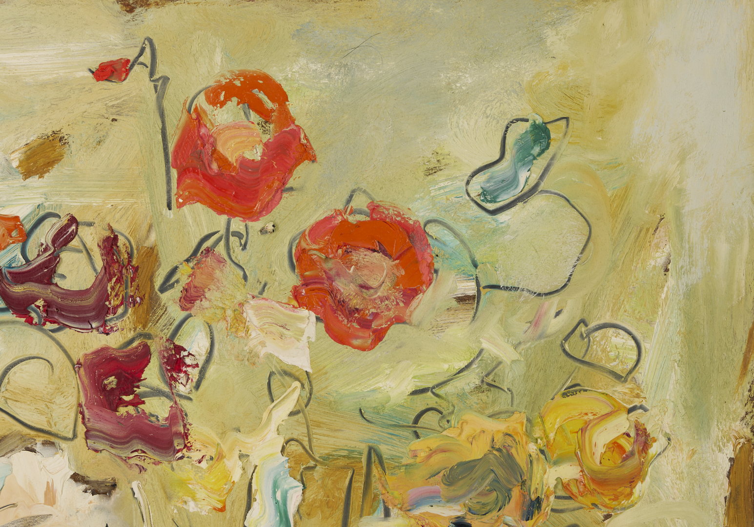 Lot 339: Sterling Strauser O/B Flowers in Figural Vase