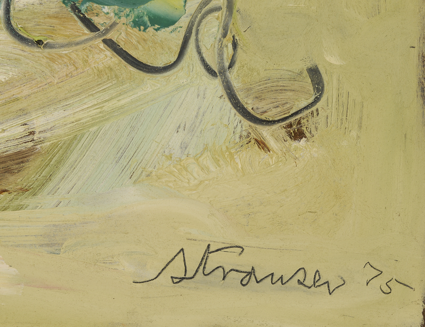 Lot 339: Sterling Strauser O/B Flowers in Figural Vase