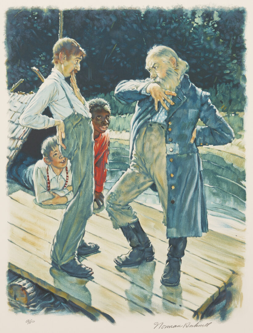 Lot 340: 8 Norman Rockwell Signed Lithographs, Huckleberry Finn Suite