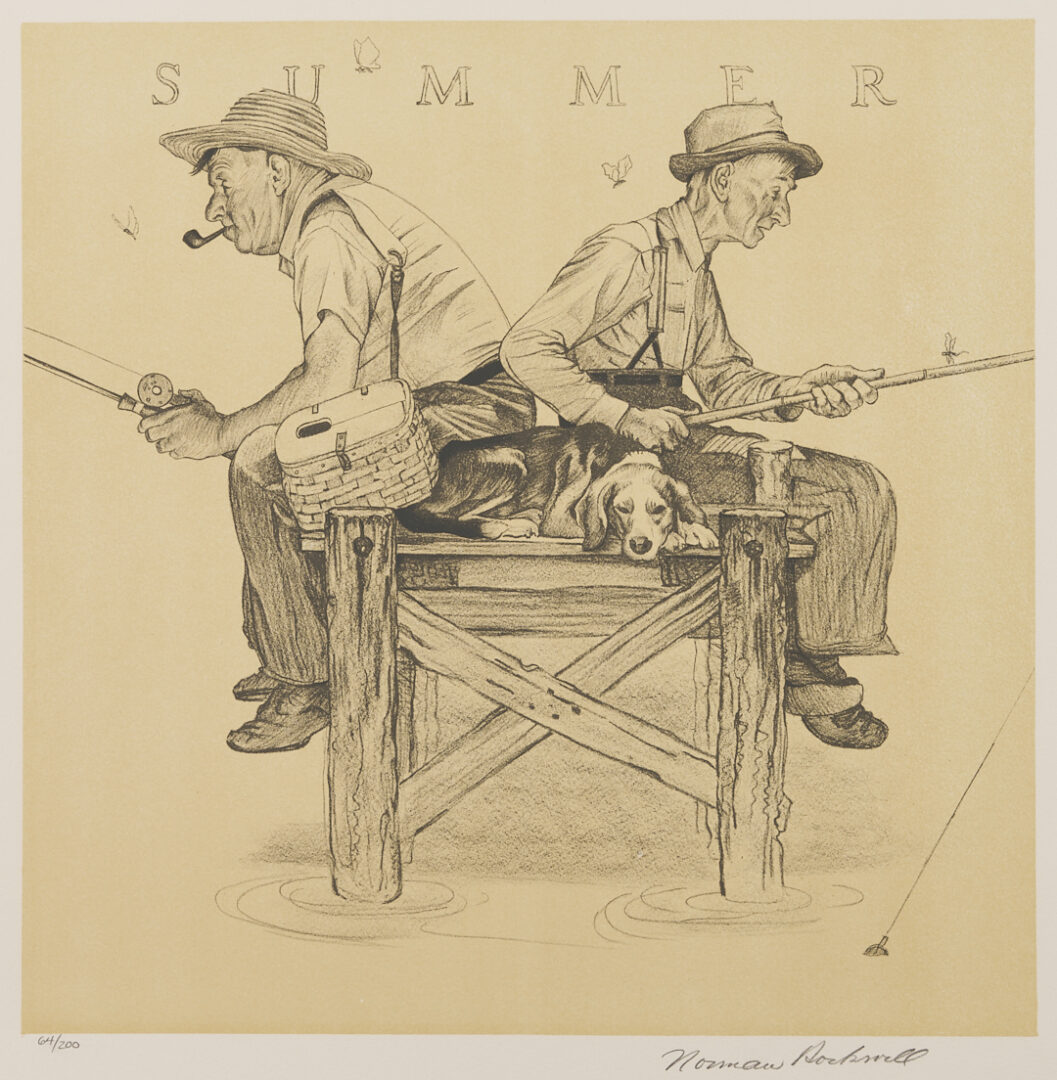 Lot 341: 4 Signed Norman Rockwell Lithographs, Four Seasons Portfolio