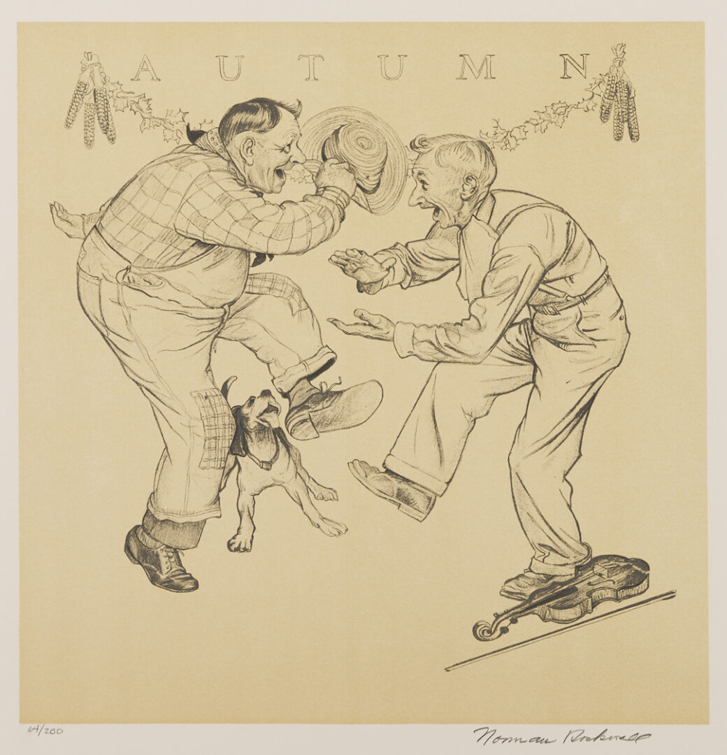 Lot 341: 4 Signed Norman Rockwell Lithographs, Four Seasons Portfolio