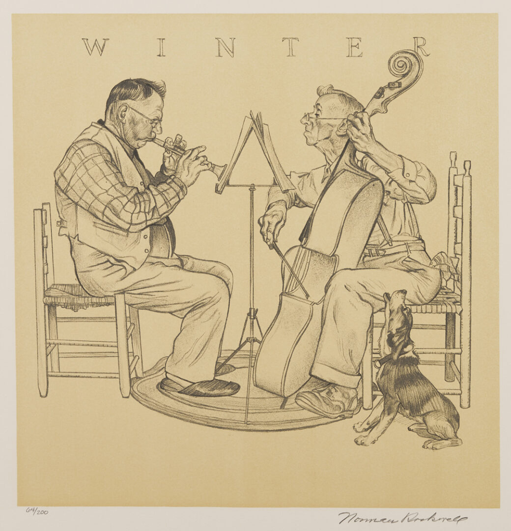 Lot 341: 4 Signed Norman Rockwell Lithographs, Four Seasons Portfolio