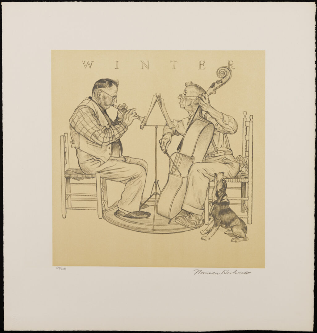 Lot 341: 4 Signed Norman Rockwell Lithographs, Four Seasons Portfolio