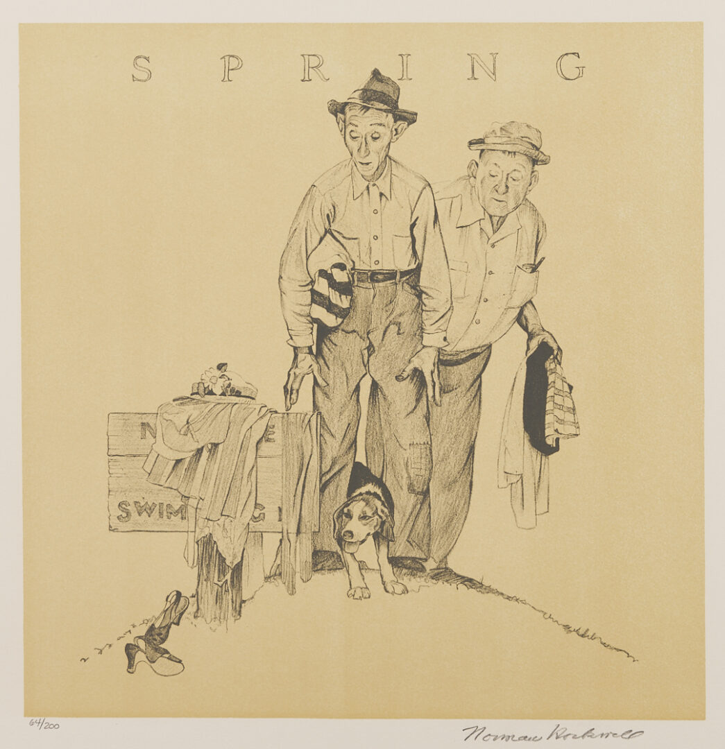 Lot 341: 4 Signed Norman Rockwell Lithographs, Four Seasons Portfolio