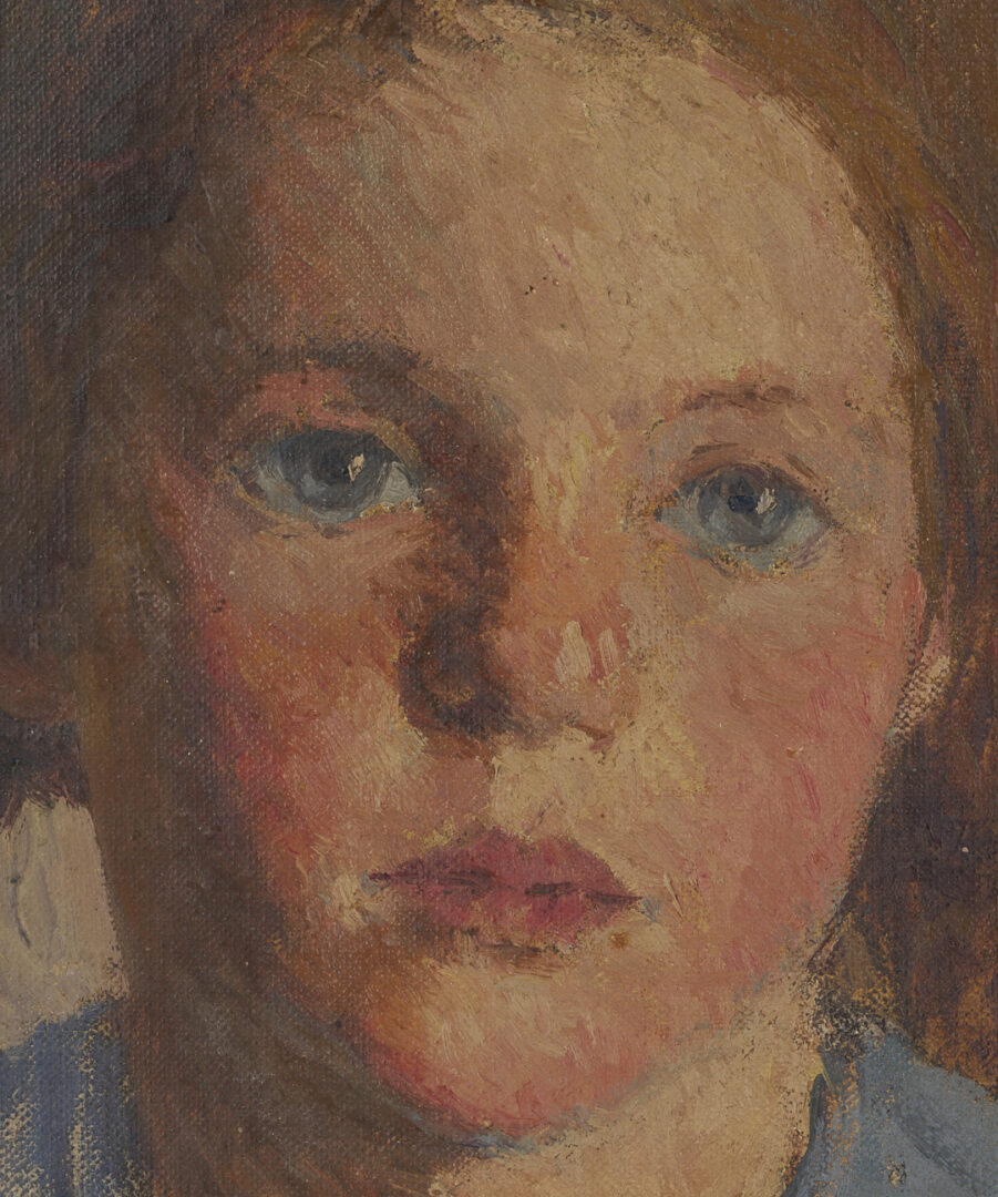 Lot 348: O/C Portrait of a Girl, Nancy Winslow Squire Hitch