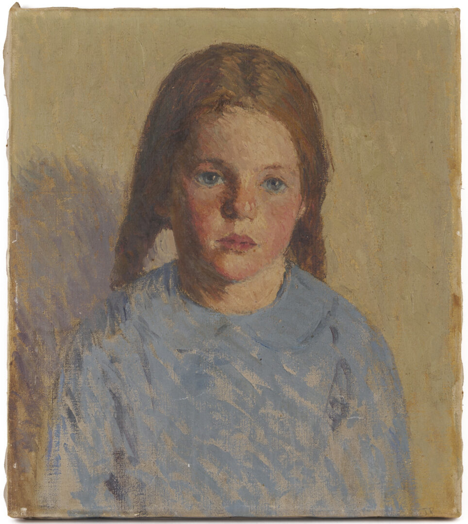 Lot 348: O/C Portrait of a Girl, Nancy Winslow Squire Hitch