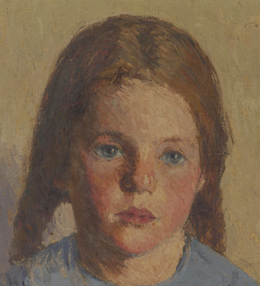 Lot 348: O/C Portrait of a Girl, Nancy Winslow Squire Hitch