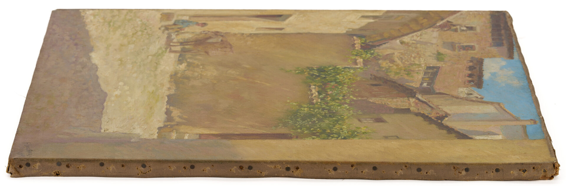 Lot 351: F. Luis Mora O/C Spanish Village Street Scene Painting