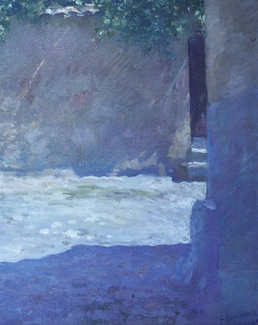 Lot 351: F. Luis Mora O/C Spanish Village Street Scene Painting