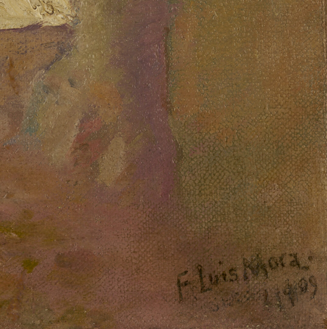 Lot 351: F. Luis Mora O/C Spanish Village Street Scene Painting