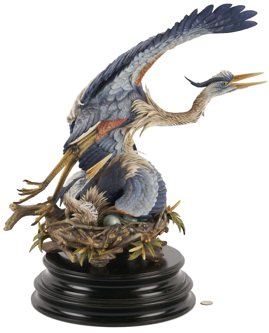 Lot 353: Hutschenreuther Heron Porcelain Sculpture, ‘The Challenge’