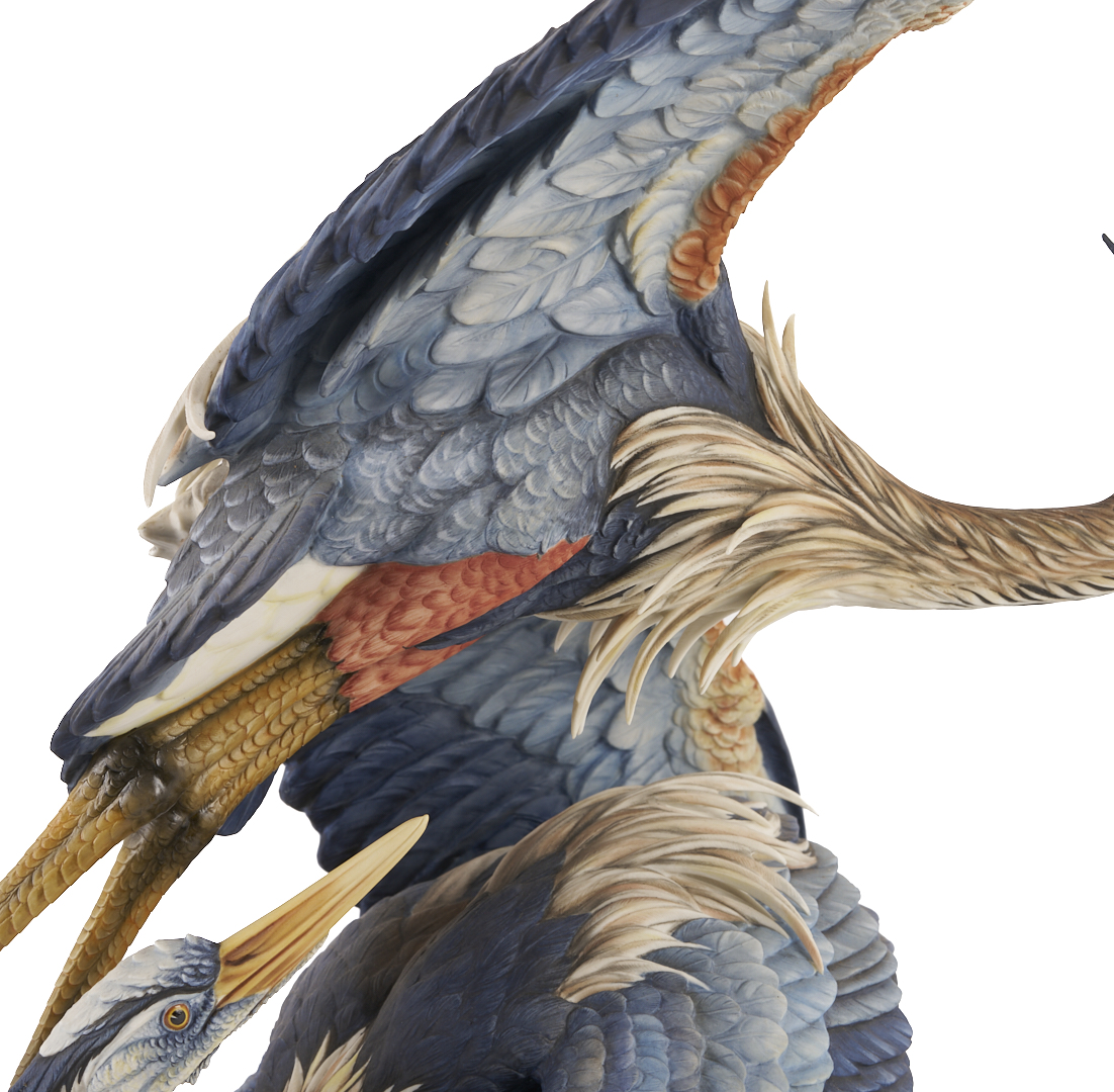 Lot 353: Hutschenreuther Heron Porcelain Sculpture, ‘The Challenge’