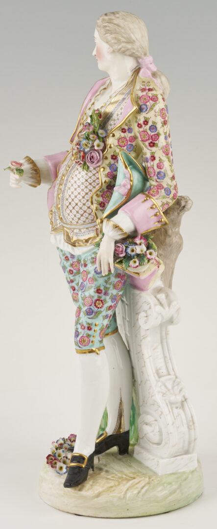 Lot 354: Pr. Large Meissen Standing Figures, Gardener & Lady