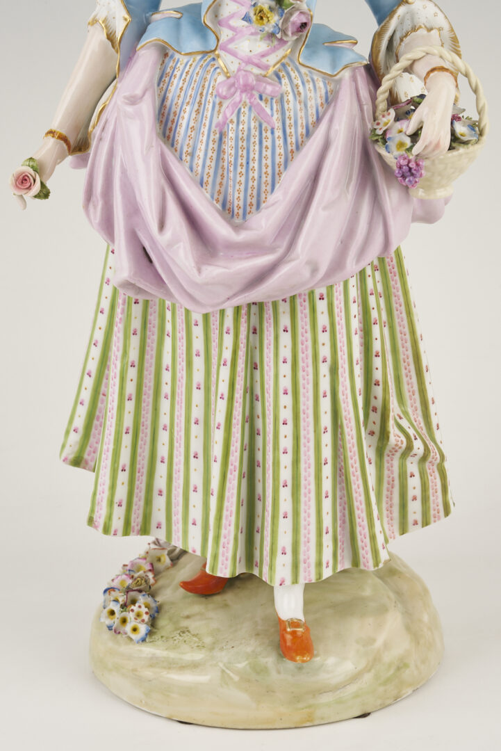 Lot 354: Pr. Large Meissen Standing Figures, Gardener & Lady