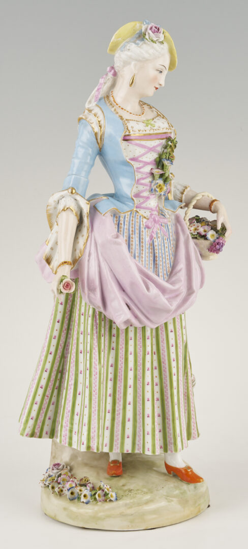 Lot 354: Pr. Large Meissen Standing Figures, Gardener & Lady