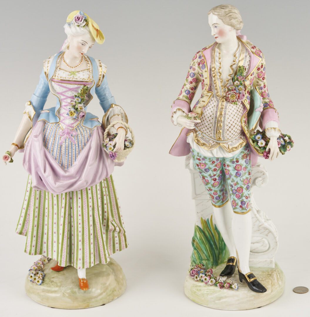 Lot 354: Pr. Large Meissen Standing Figures, Gardener & Lady