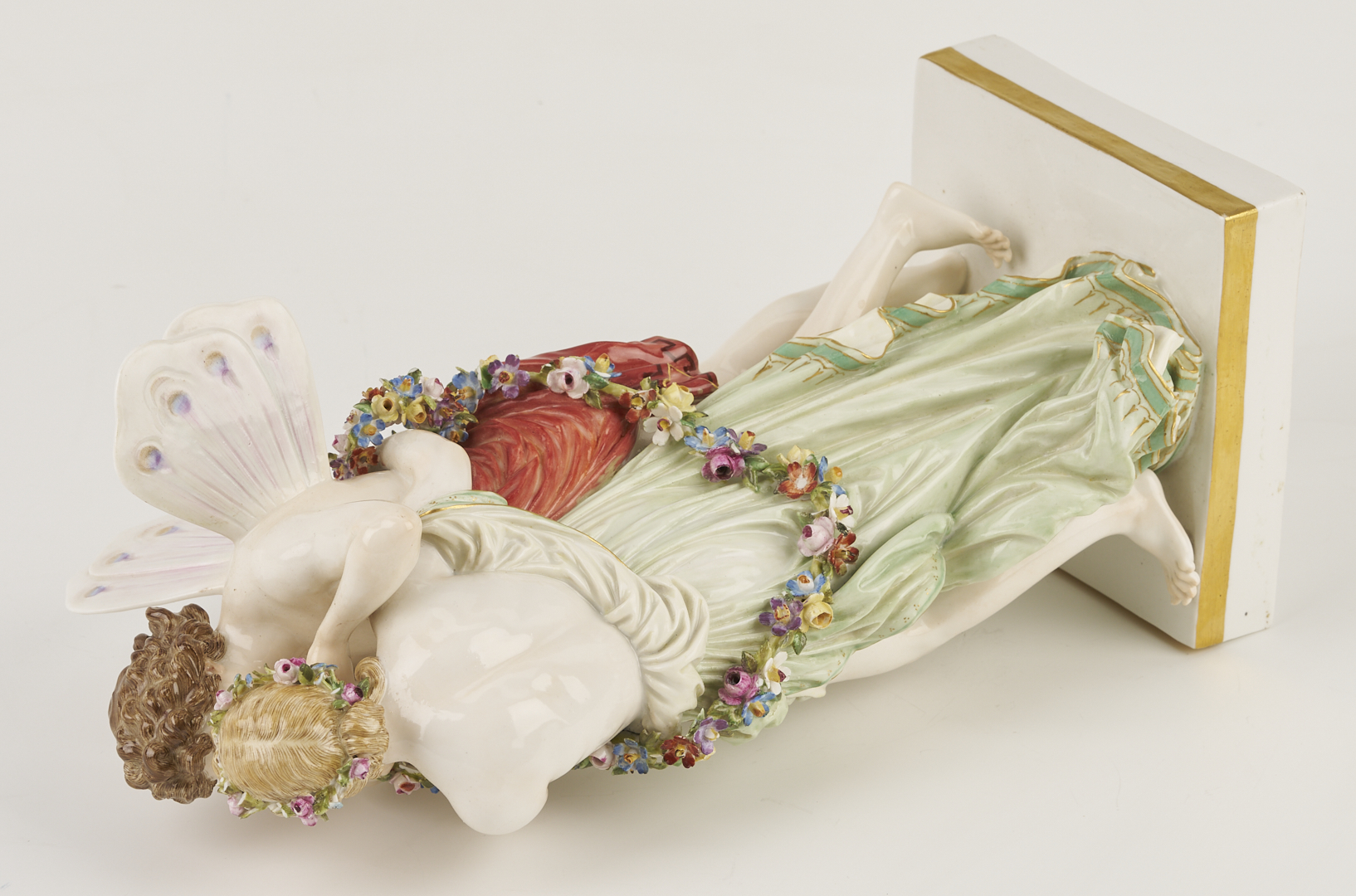 Lot 356: Meissen Porcelain Figurine, Eros and Psyche, plus Lamp