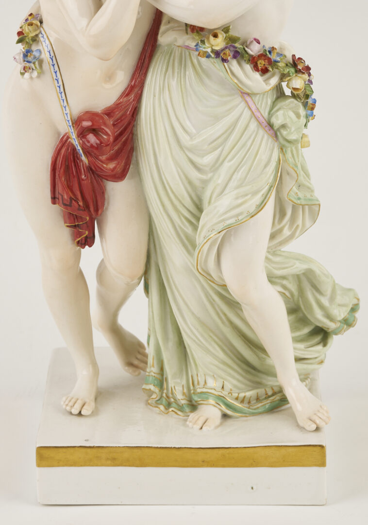 Lot 356: Meissen Porcelain Figurine, Eros and Psyche, plus Lamp