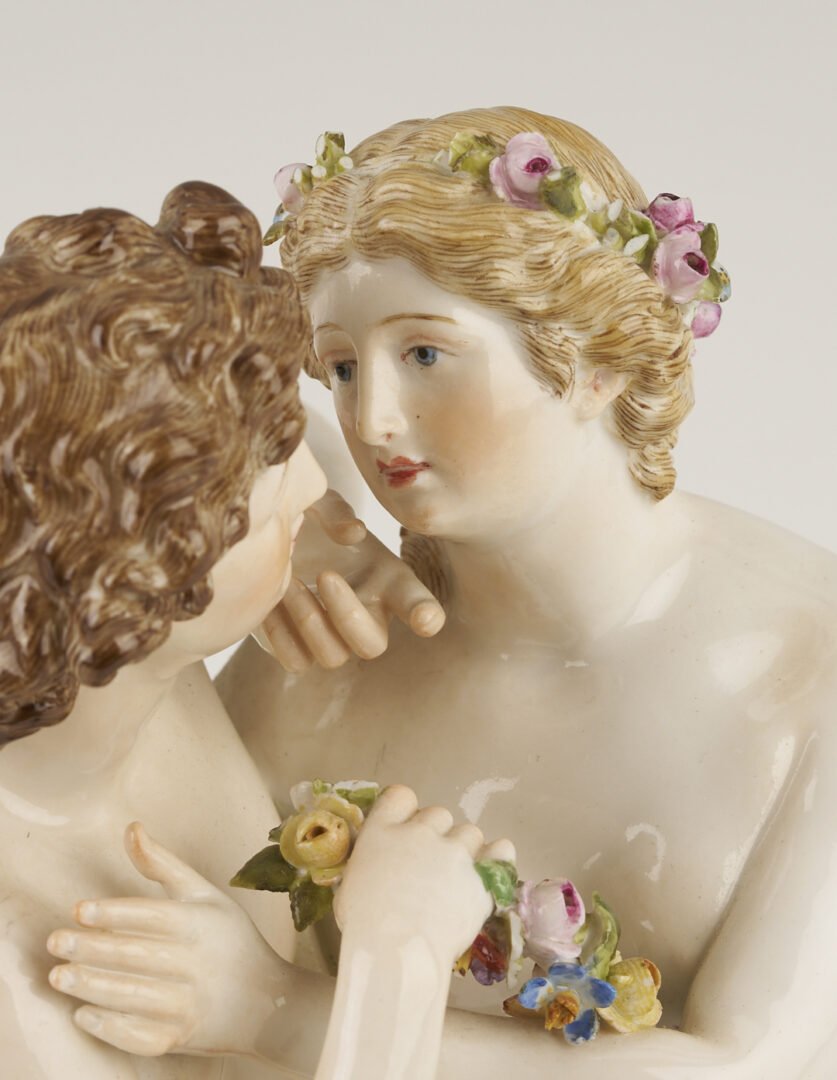 Lot 356: Meissen Porcelain Figurine, Eros and Psyche, plus Lamp