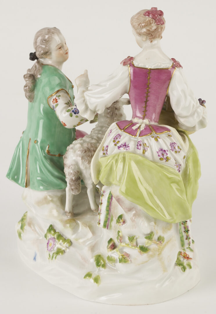 Lot 357: Meissen Porcelain Figural Group, Shepherd & Shepherdess
