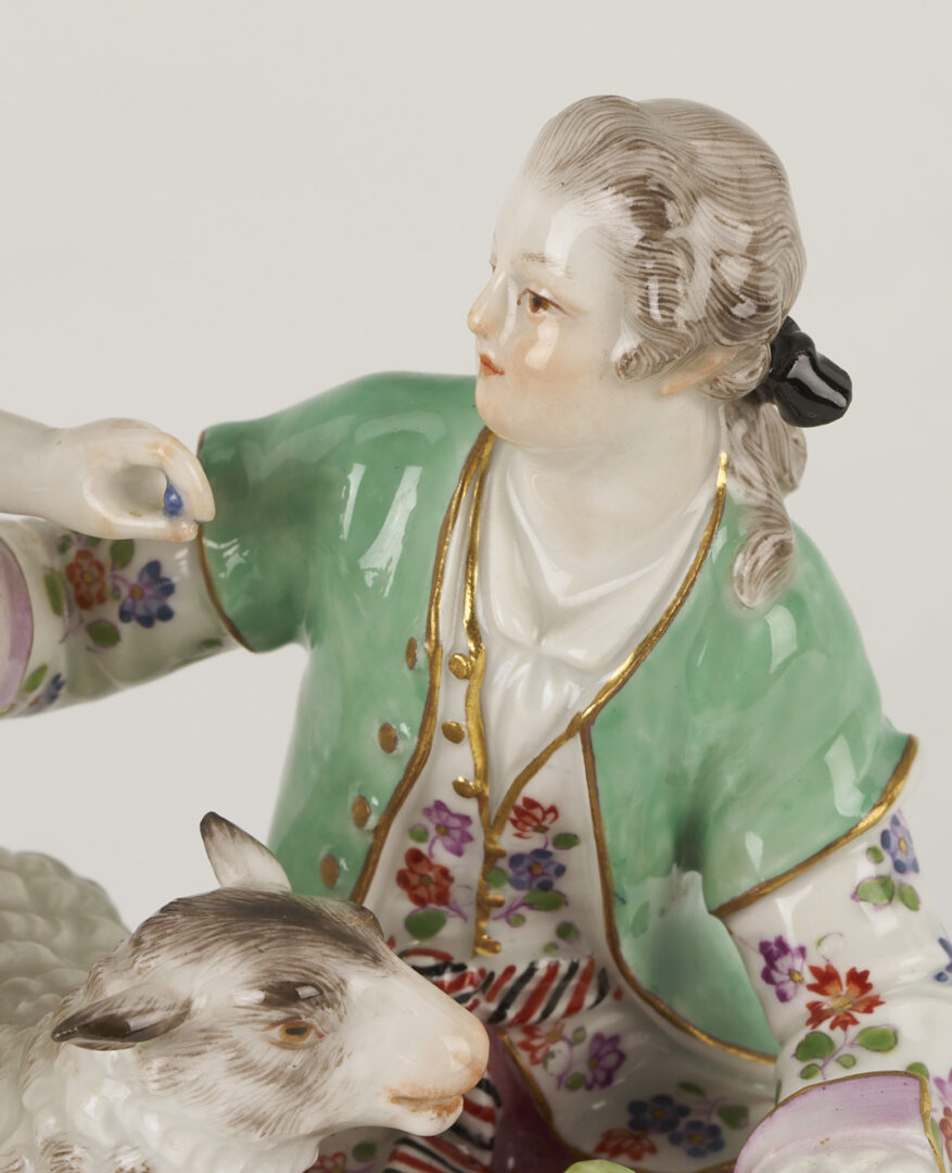 Lot 357: Meissen Porcelain Figural Group, Shepherd & Shepherdess