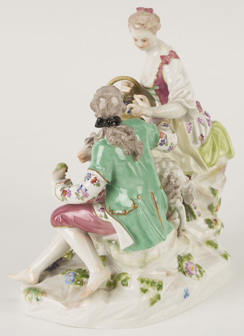 Lot 357: Meissen Porcelain Figural Group, Shepherd & Shepherdess
