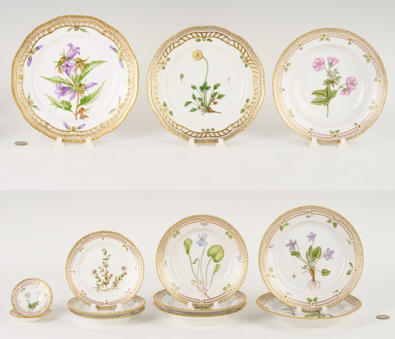 Lot 358: 13 Pieces of Royal Copenhagen Flora Danica Porcelain Dinnerware