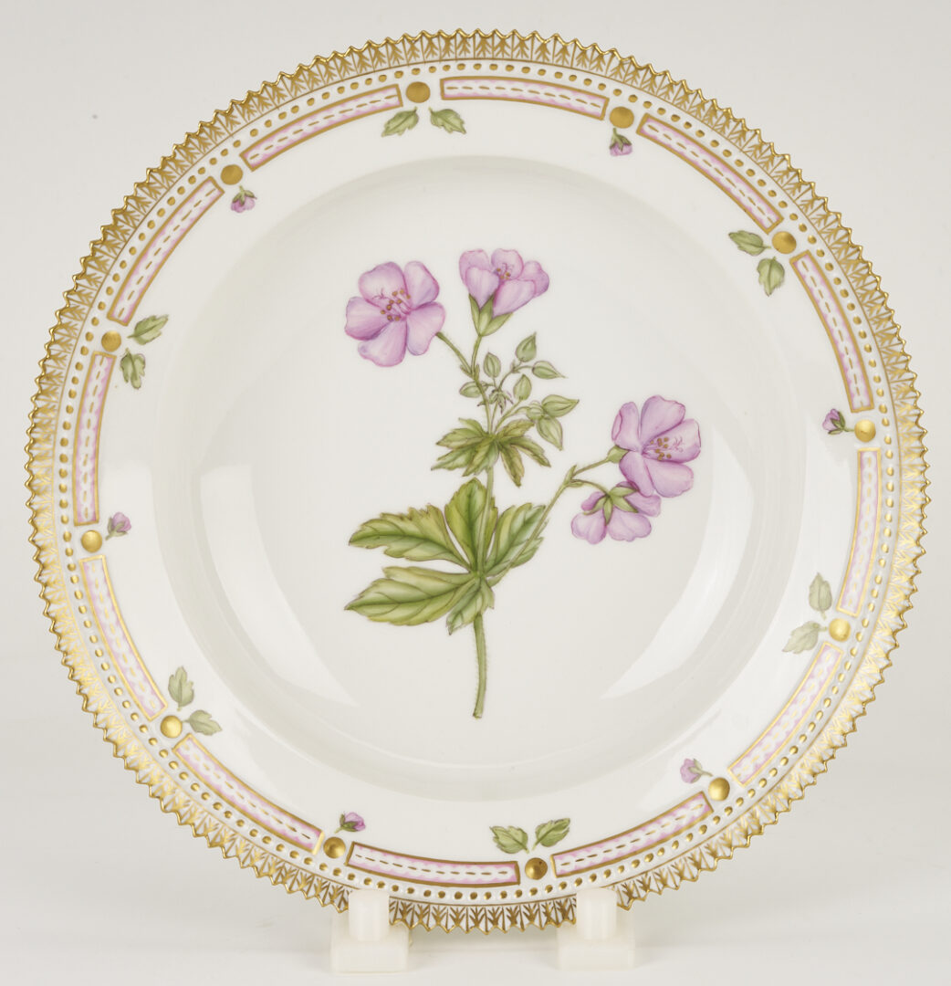 Lot 358: 13 Pieces of Royal Copenhagen Flora Danica Porcelain Dinnerware